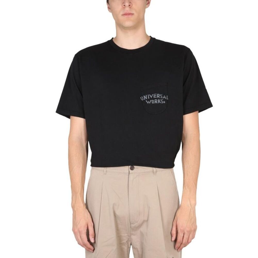UNIVERSAL WORKS Crew Neck Pocket T-Shirt Men BLACK T-Shirts